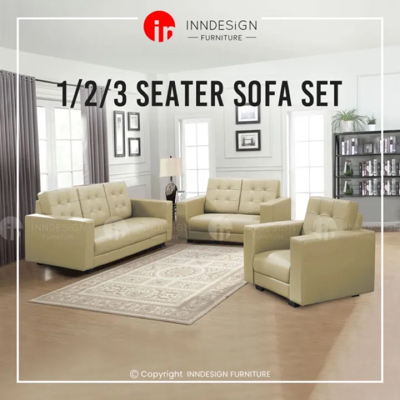 RIMU 1+2+3 Seater PVC Sofa Set (FREE DELIVERY & INSTALLATION) Shopee