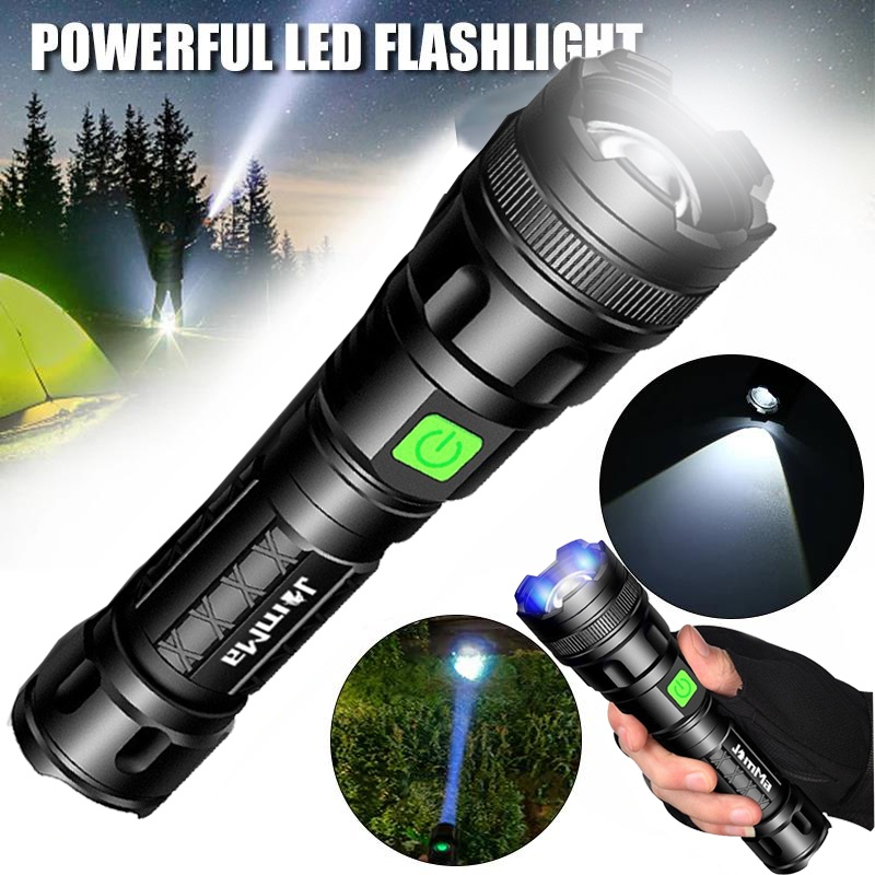 Upgrade XHP80 LED Flashlight Bright Zoomable Torchlight USB ...