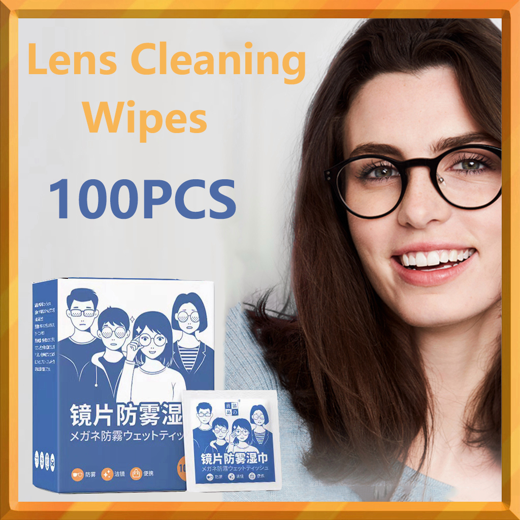 100Pcs AntiFog Lens Wipes Spectacle Wipes Glasses Cleaning Wipes