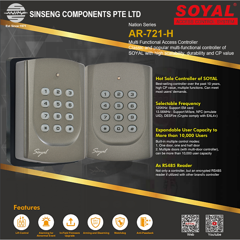 Soyal Access Control Single Door Access Controller Reader, AR721HB