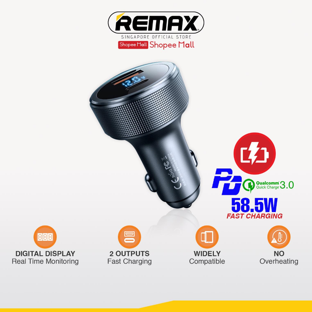 [Remax Energy] RCC215 Salo Dual Port 58.5W Car Charger | Shopee Singapore