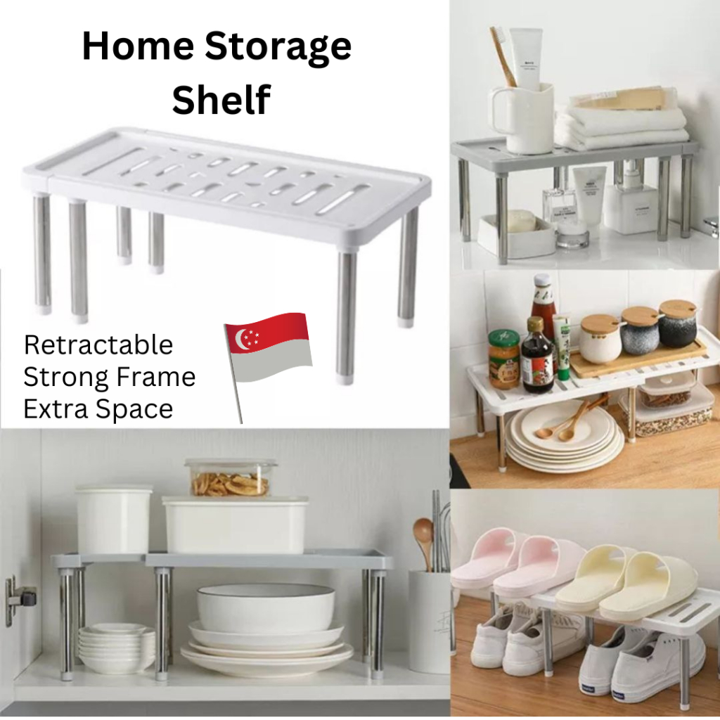 Kitchen Bathroom Cabinet Counter Shelf Organizer Racks Expandable ...