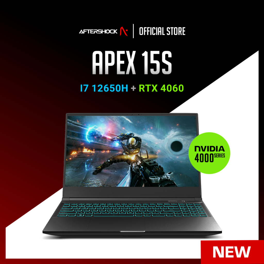 Aftershock Apex 15S | i7 12650H | RTX 4060 | 16GB RAM | 1TB SSD Gaming Laptop