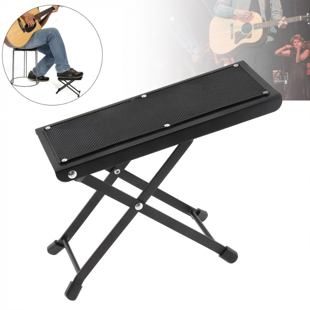 Metal Folding Classical Guitar Foot Rest Stool with 4 Levels Height
