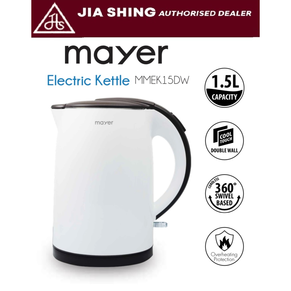 Mayer 1.5Litre Electric Jug Kettle (MMEK15DW) Shopee Singapore