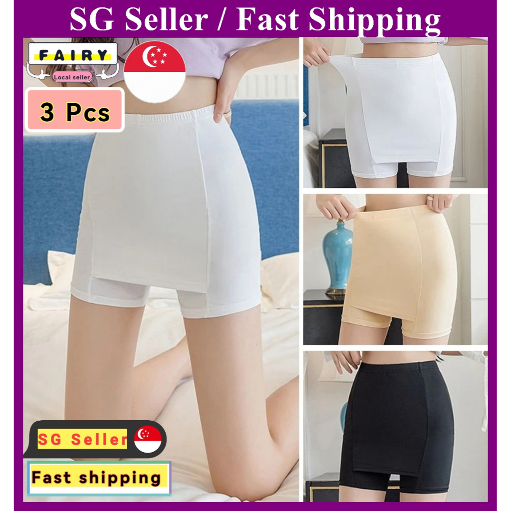 Women Double Layers High Waist Safety Shorts Anti-Chafing Shorts Under Dress