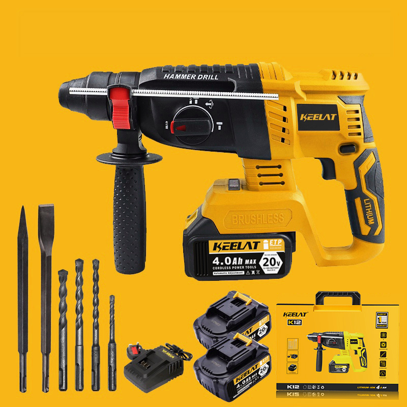 KEELAT 3 MODE Cordless Brushless Rotary Hammer Impact Drill Electric