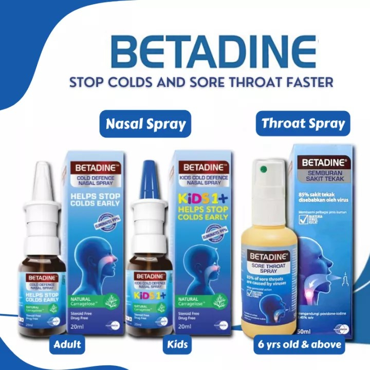 Betadine Cold Defense Nasal Spray (ADULT / KIDS) 20ml , Betadine Sore