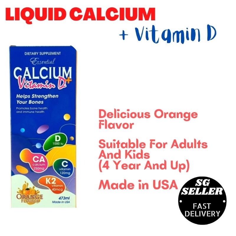 Essential Liquid Calcium + Vitamin D / K / C (473ml) Shopee Singapore