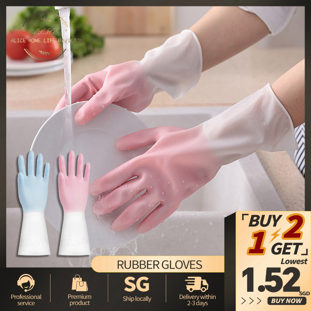 Buy 2 Get 1 Kitchen Dish Washing Gloves Household Cleaning Gloves Rubber Gloves Waterproof