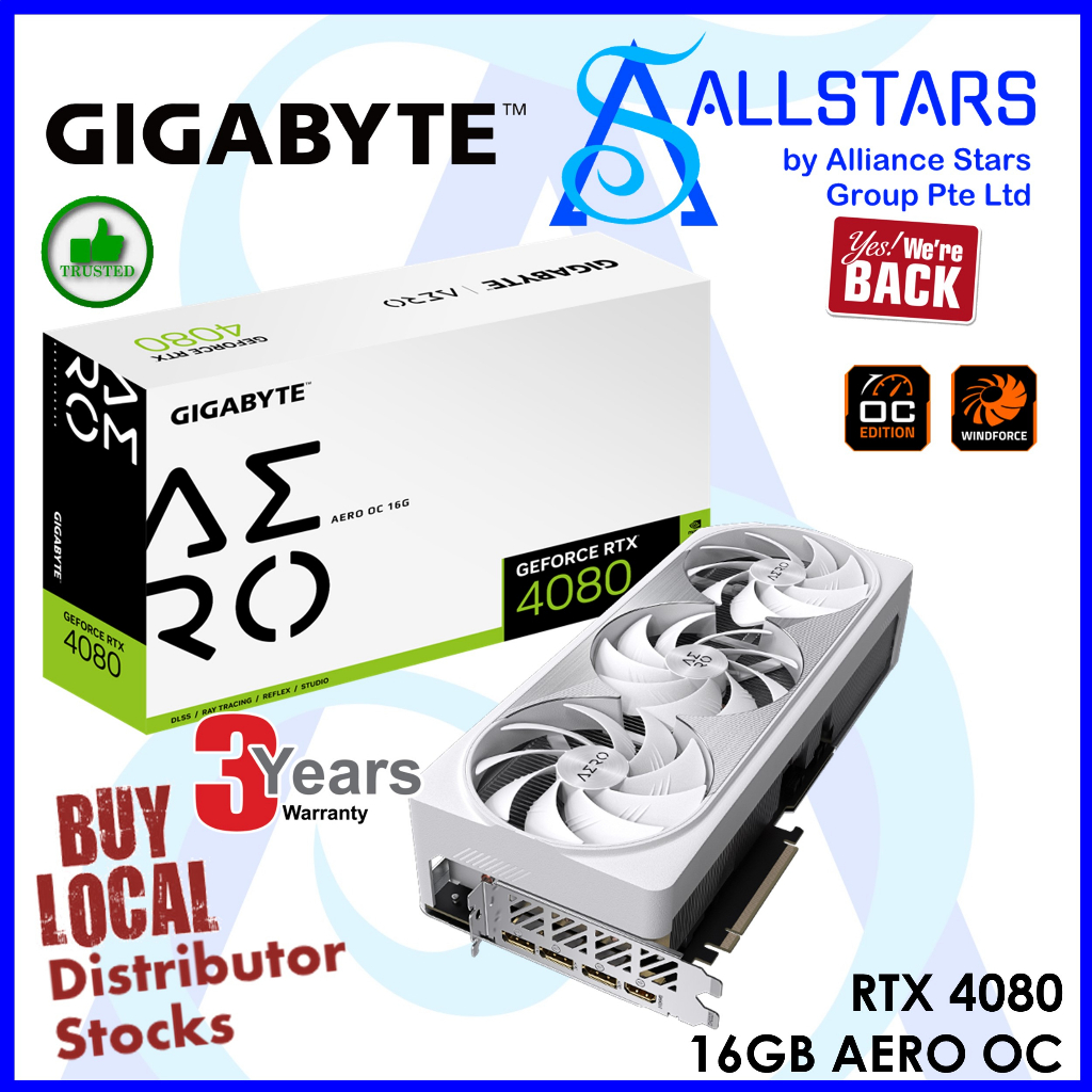 Gigabyte RTX 4080 / RTX4080 / RTX 4080 AERO OC (White) 16GB Gaming ...
