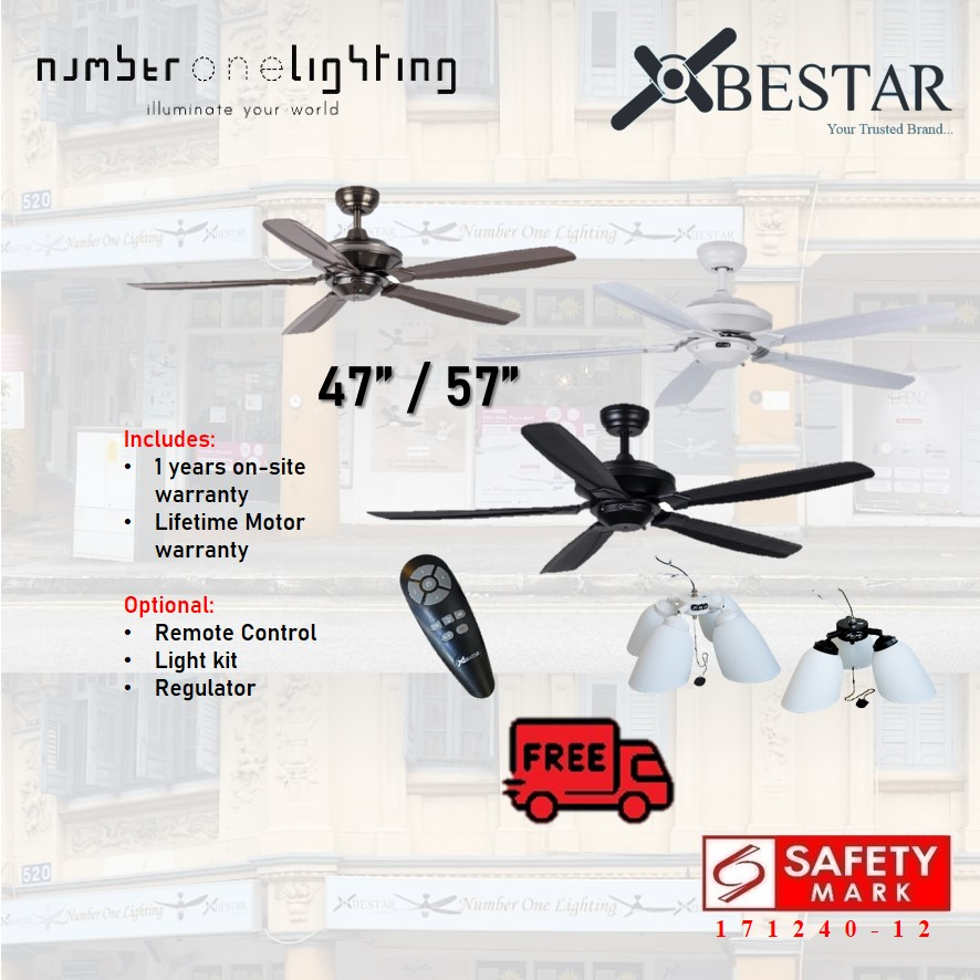 [Free Delivery] Bestar Ceiling fan, BS900, 5 blades. Light kit ...