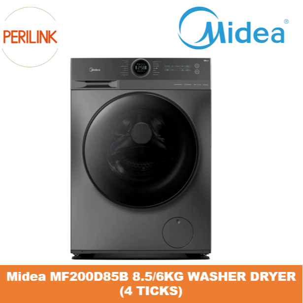 MIDEA 8.5KG/6KG FRONT LOAD WASHER DRYER COMBO MF200D85B Shopee Singapore