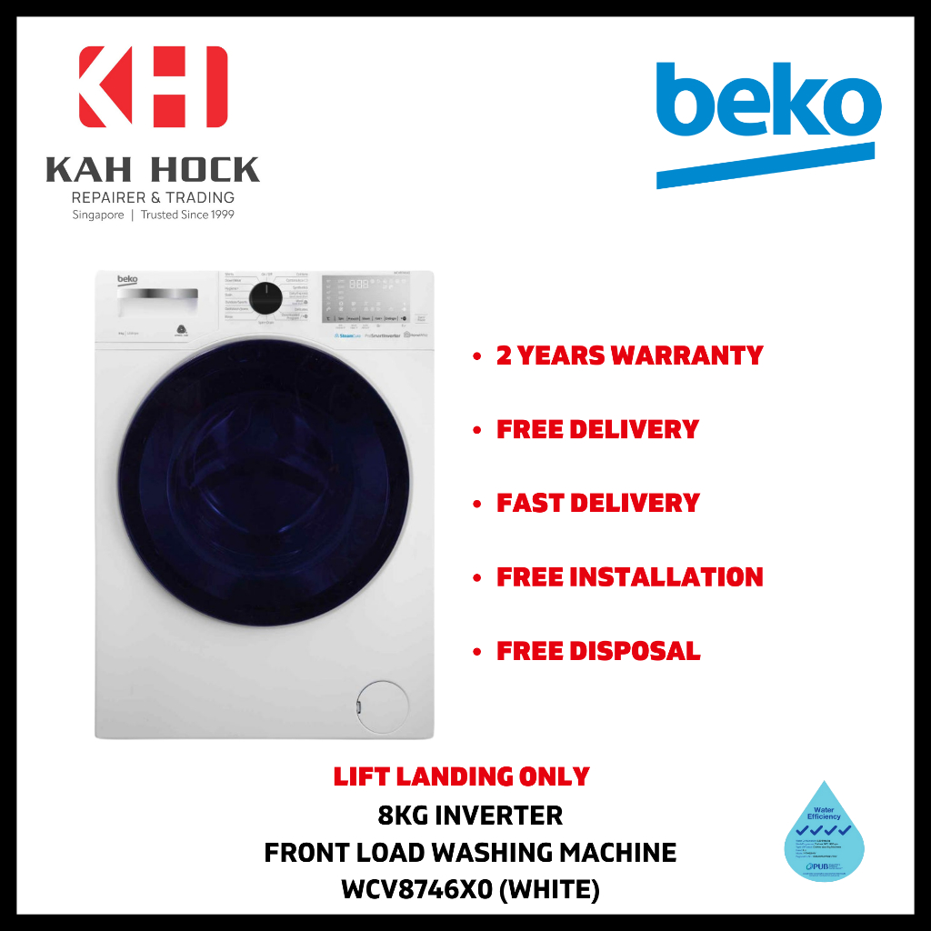 BEKO WCV8746X0 8KG INVERTER FRONT LOAD WASHING MACHINE 2 YEARS