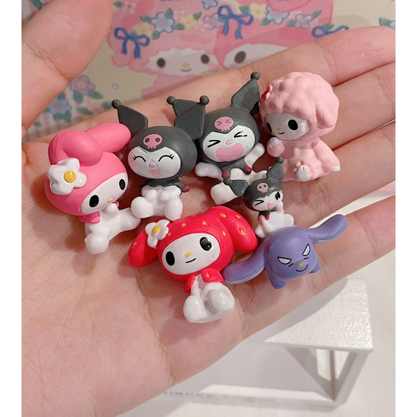 My Melody and Kuromi Design Figurines / Cake Toppers (6 Pcs a Set ...