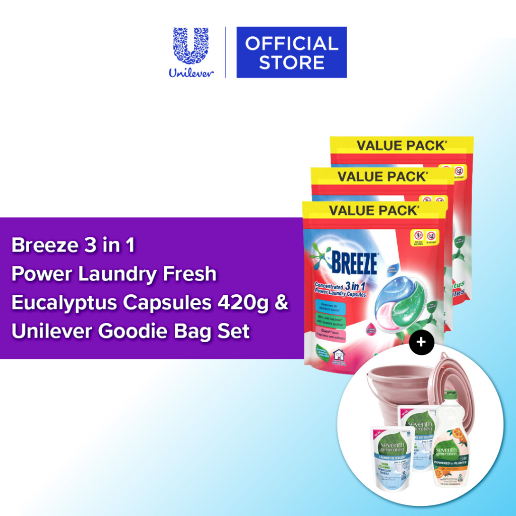 Breeze 3 in 1 Power Laundry Capsules 420g & Unilever Goodie Bag Set