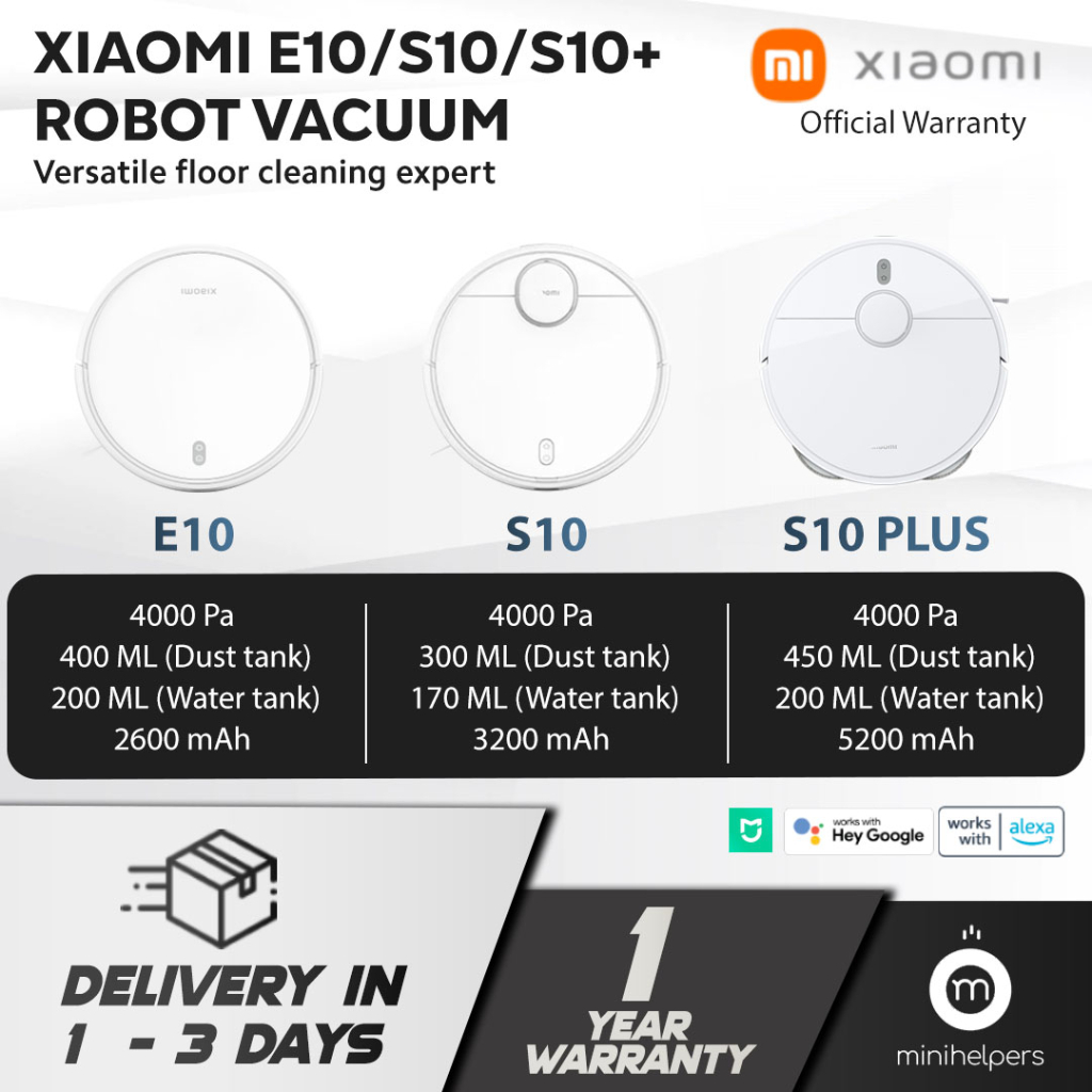 NEW! Xiaomi E10/S10/S10+ Robot Vacuum, Global Set, Mopping & Sweeping