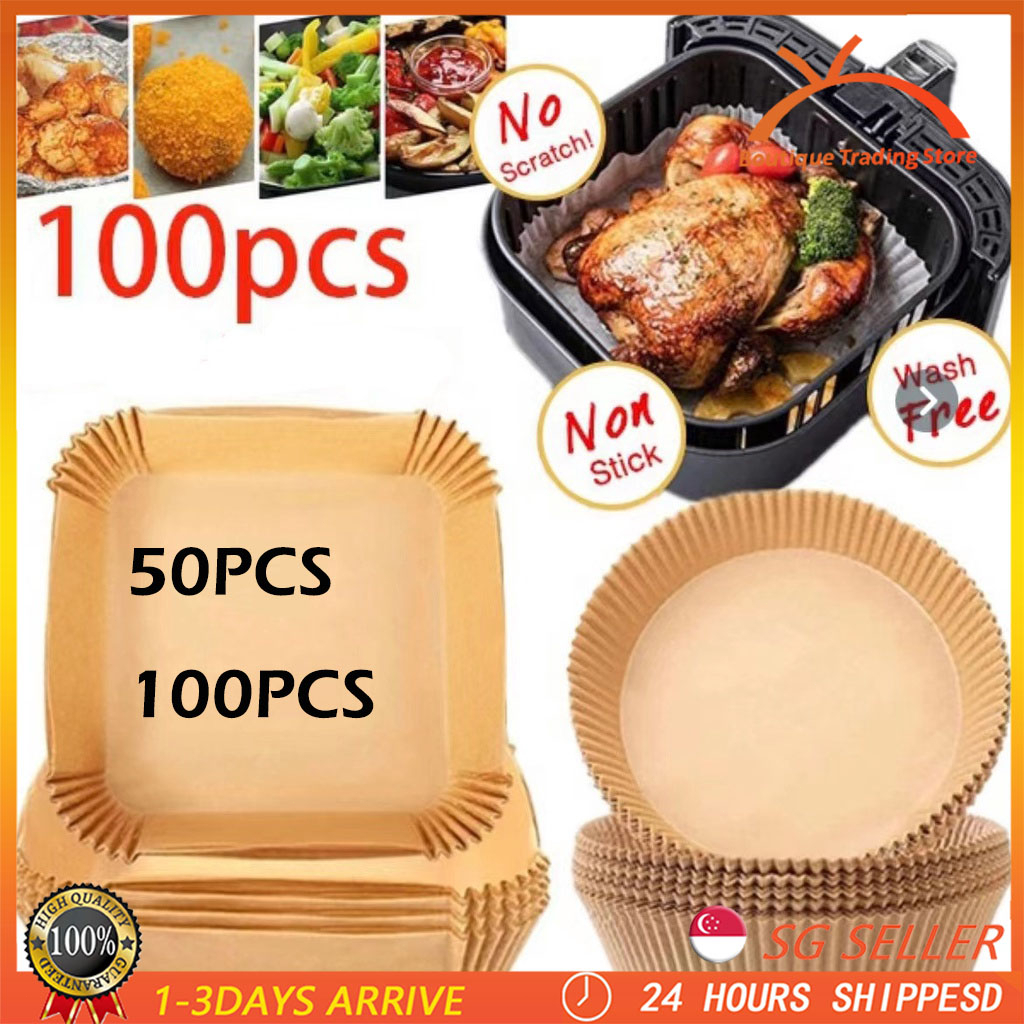 100pcs Air Fryer Disposable Baking Papers Air Fryer Liners Round NonStick Steamer Parchment