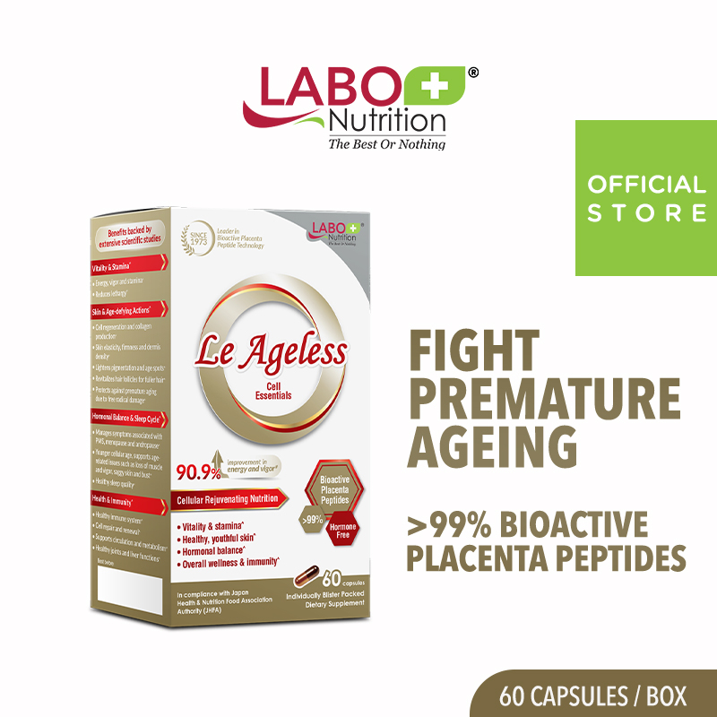 LABO Nutrition Le Ageless Placenta Peptides for Women Anti-Aging Skin Wrinkles Hair Energy Menopause Hormonal Support
