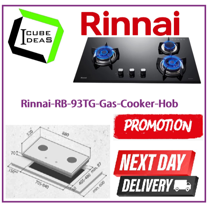 RinnaiRB93TGGasCookerHob Shopee Singapore