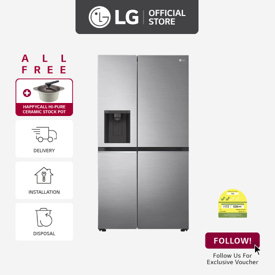LG GSL6172PZ 617L sidebysidefridge with Smart Inverter Compressor in Platinum Silver