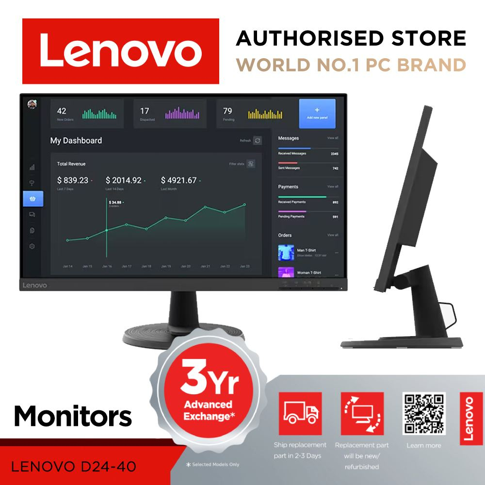 Lenovo D2440 Monitor 67A2KAC6MY 23.8" FHD 250nits 75 Hz AMD