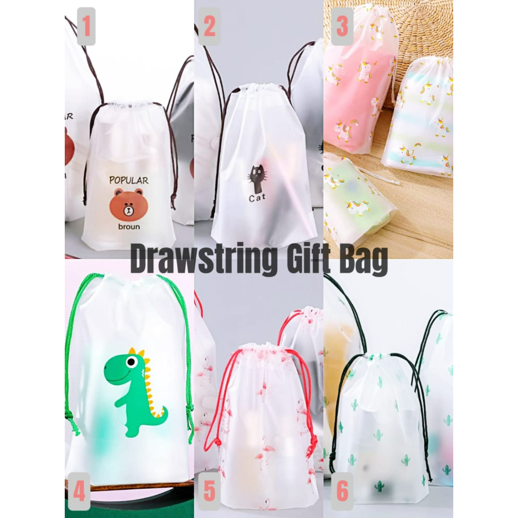 (SG Seller) Reusable Waterproof Cartoon Drawstring Bag Travel Classified Storage Bag Birthday