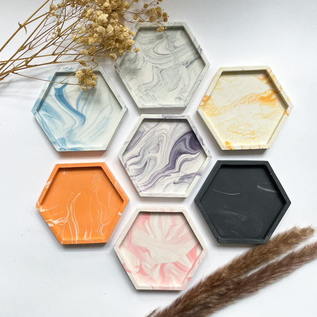 Hexagon Coaster / Solid Coaster / Hand Made Jesmonite Coaster