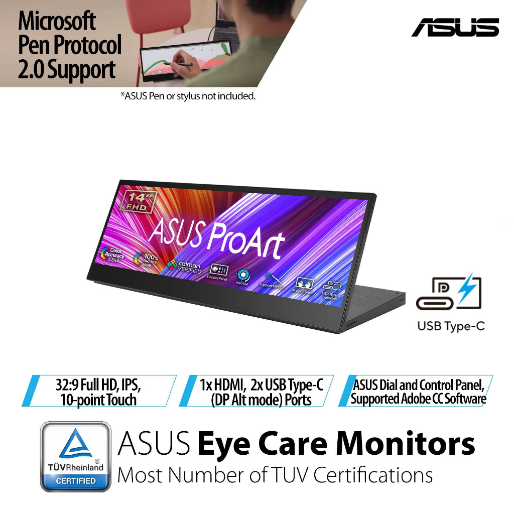 ASUS ProArt Display PA147CDV Creative Tool - 14-in, 32:9, IPS, Full HD ...