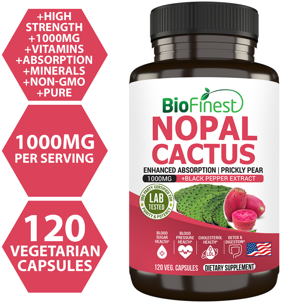 Biofinest Nopal Cactus 1000mg Supplement Prickly Pear Digestion Weight