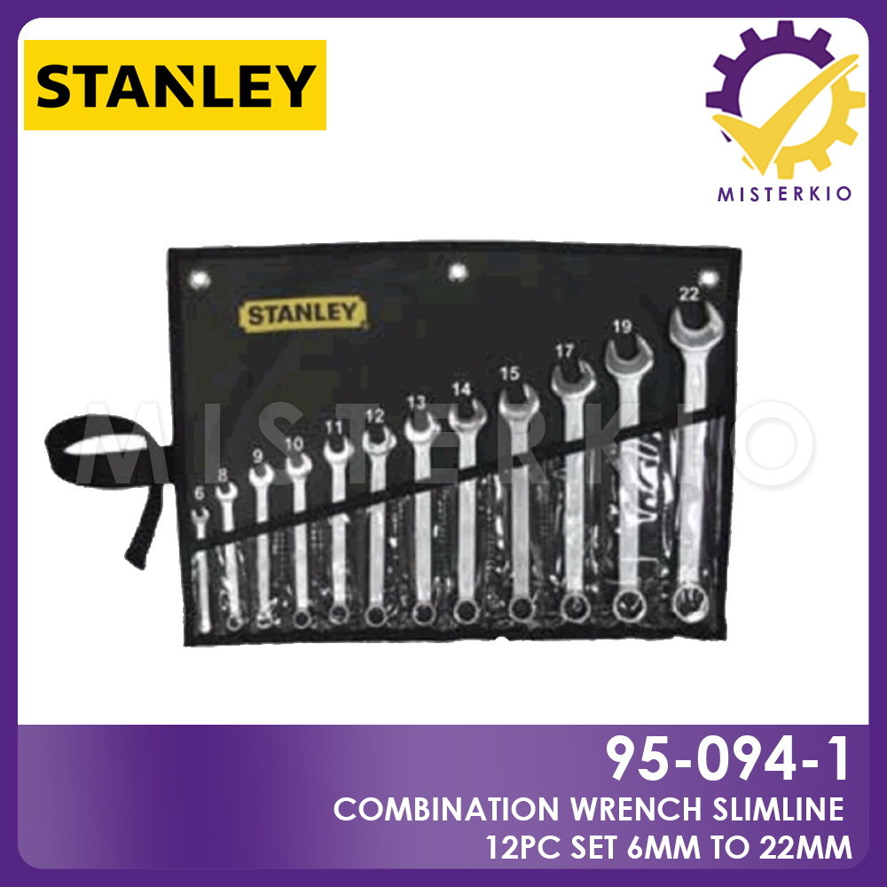 STANLEY COMBINATION WRENCH SLIMLINE 12PC SET 6MM TO 22MM 950941