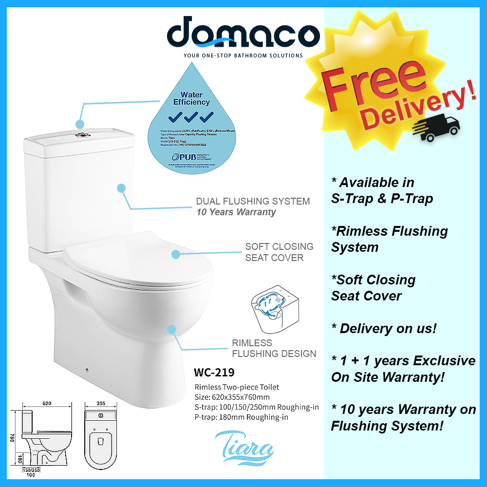 Tiara 219 2Piece Toilet Bowl Shopee Singapore