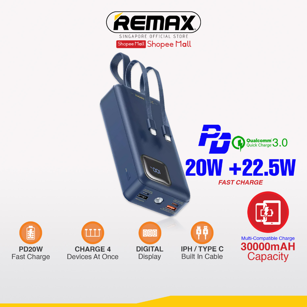 [Remax Energy] RPP-550 Suji Series 30000mAH 20W+22.5W PD+QC Large ...