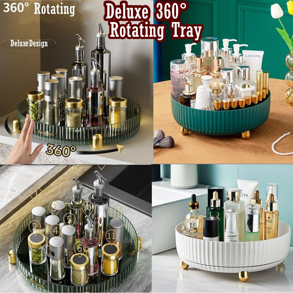 Deluxe Kitchen Cosmetic 360° Rotating Lazy Susan Turntable Rack Tray ...