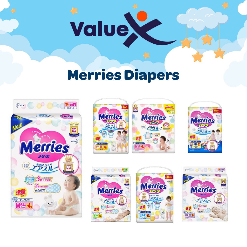 Merries Japan version Baby Disposable Diaper Tape & Pants Shopee