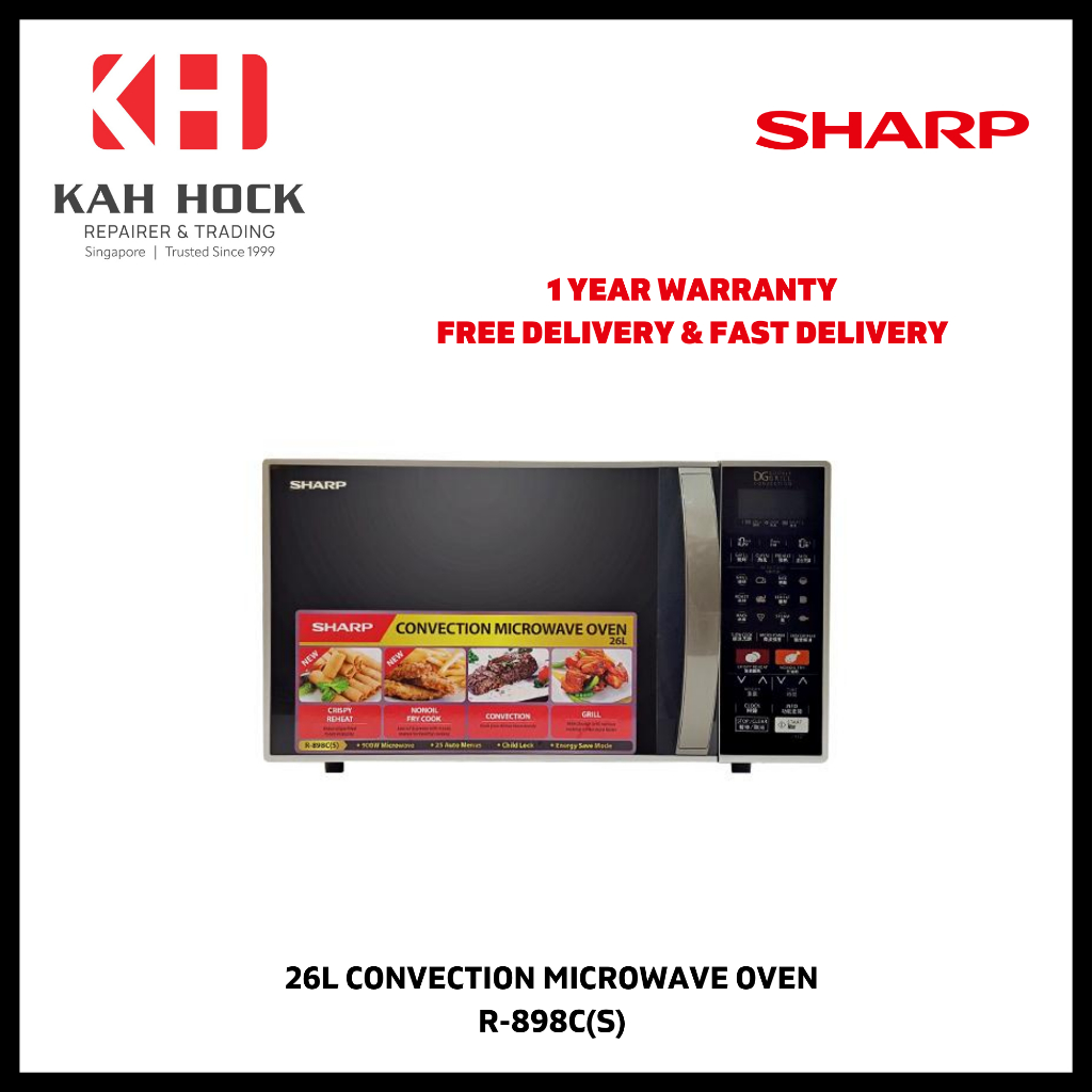 SHARP R898C(S) 26L CONVECTION MICROWAVE OVEN 1 YEAR MANUFACTURER