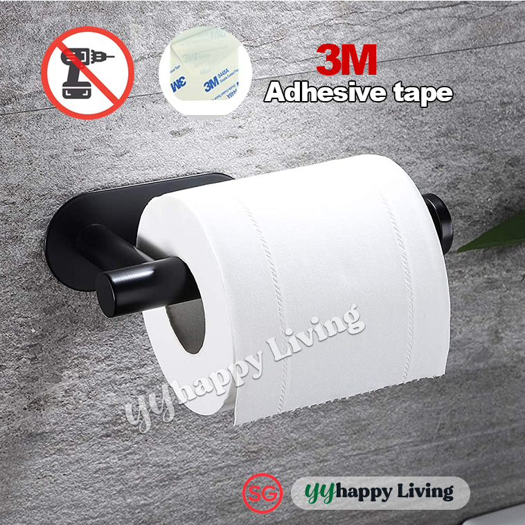 [SG Stock]No Drill Toilet Roll Holder(3M Adhesive)Stainless Steel