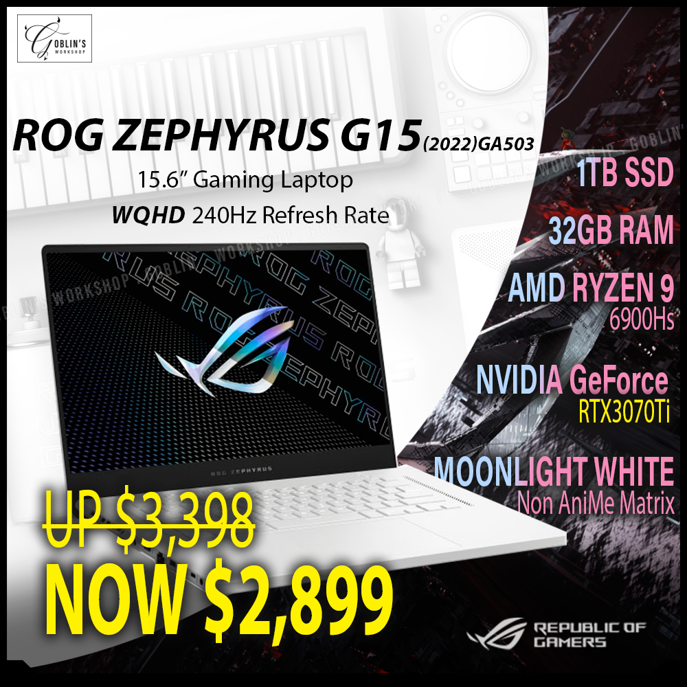 ASUS ROG Zephyrus G15 Gaming Laptop GA503RW - AMD Ryzen 9 6900Hs - 32GB RAM | NVIDIA RTX 3070 Ti 15.6