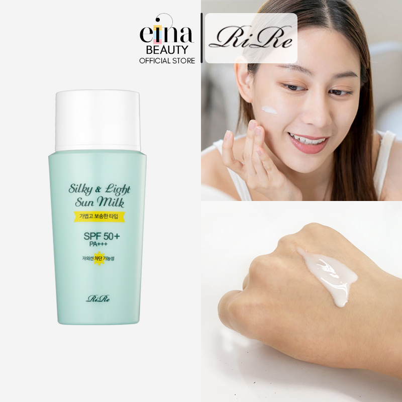 RiRe Korea Silky & Light Sun Milk SPF 50+ PA+++ Sun Block SG Ship Shopee Singapore