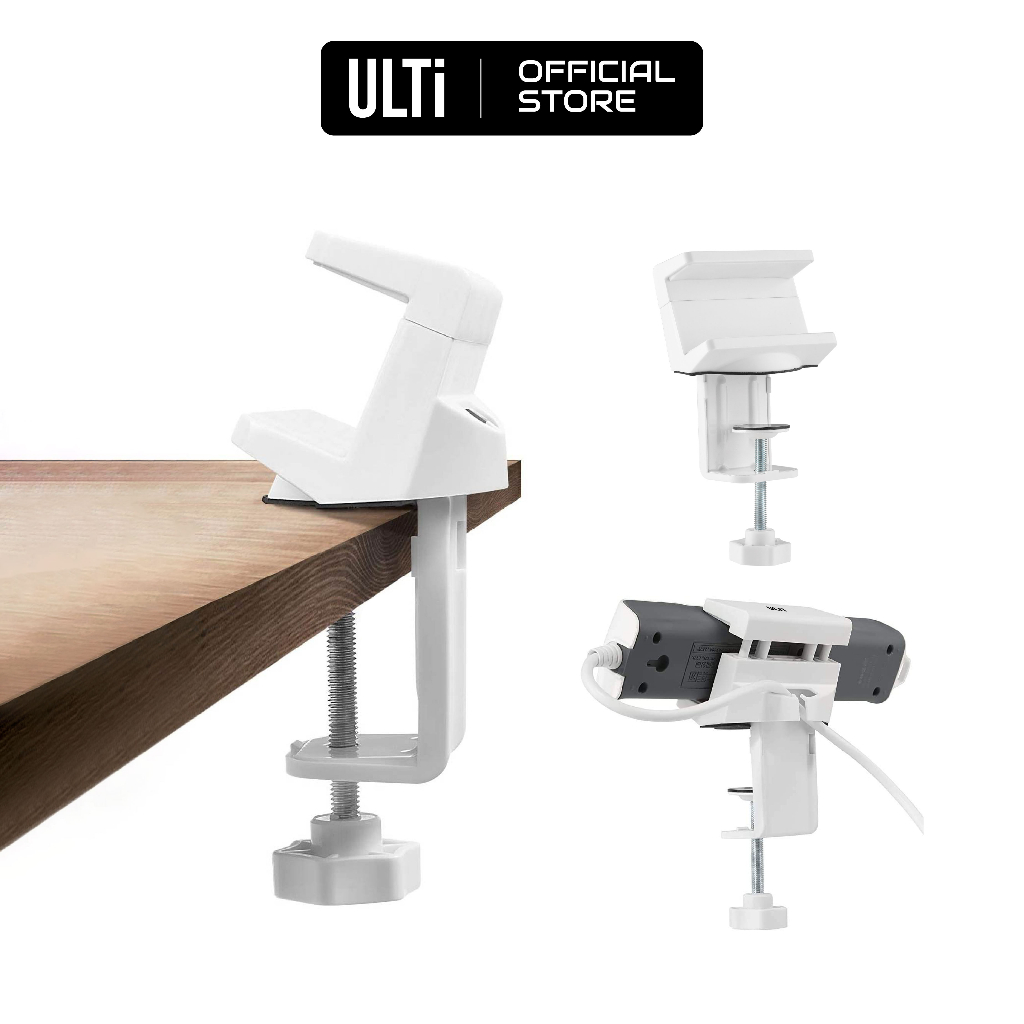 ULTi Power Strip Holder, CClamp on Desktop Table, AC Outlet Extension