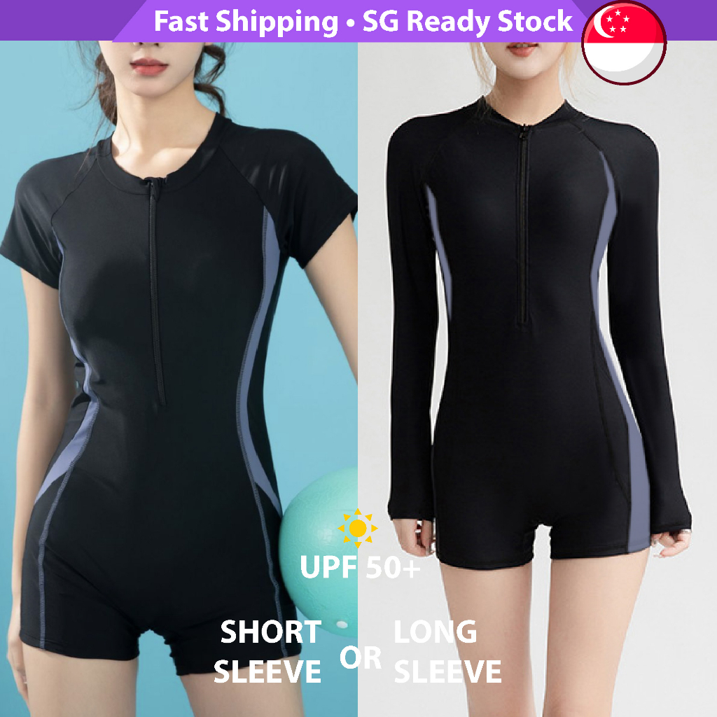 FUNFIT One Piece Wetsuit (Zipfront) (Black Lavender) (Long/ Short
