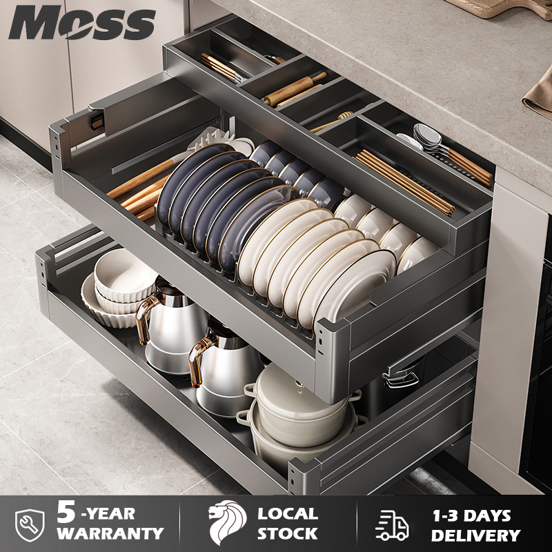 304 Stainless Steel 3 Layer Under Sink Rack Adjustable Pull Out Rack