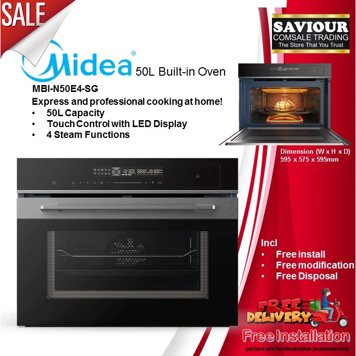 Midea MBIN50E4SG 50L Builtin Oven With Grill FREE DELIVERY