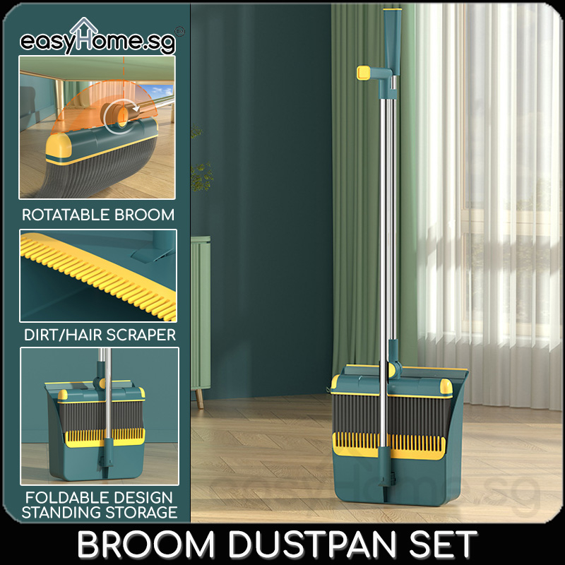 Easyhome.sg Broom Dustpan Set 8811 Rotatable Broom / Wind Proof Dust
