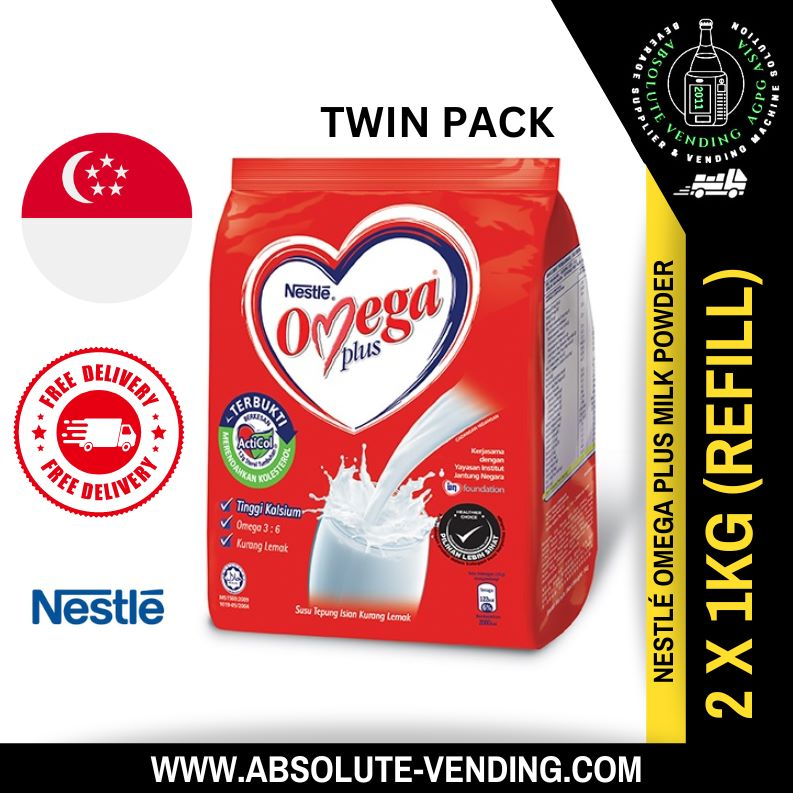 [TWIN PACK] NESTLE Omega Plus Acticol Milk Powder Refill Pack 1KG X 2 ...