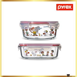 Pyrex Peanuts Snoopy Glass Storage Heat Resistant Containers Round