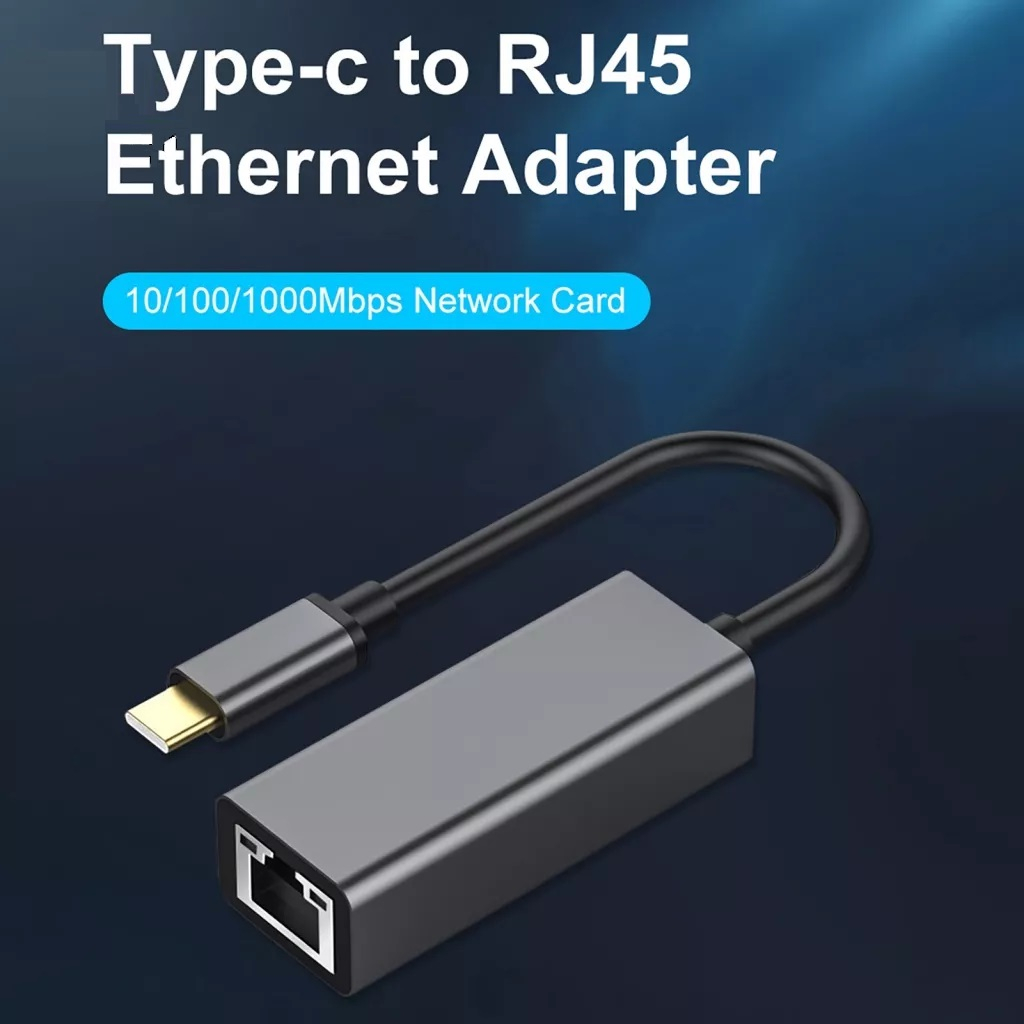 Type-C to RJ45 Lan Internet Cable Aluminum Alloy Adapter Ethernet ...
