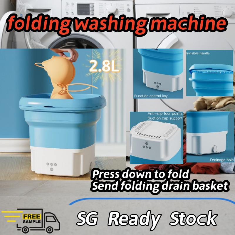 【SG Ready Stock】Mini Automatic Washing Machine Electric Folding Washing