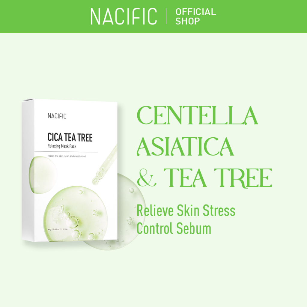 NACIFIC Cica Tea Tree Relaxing Mask Pack (10ea x box) | Shopee Singapore