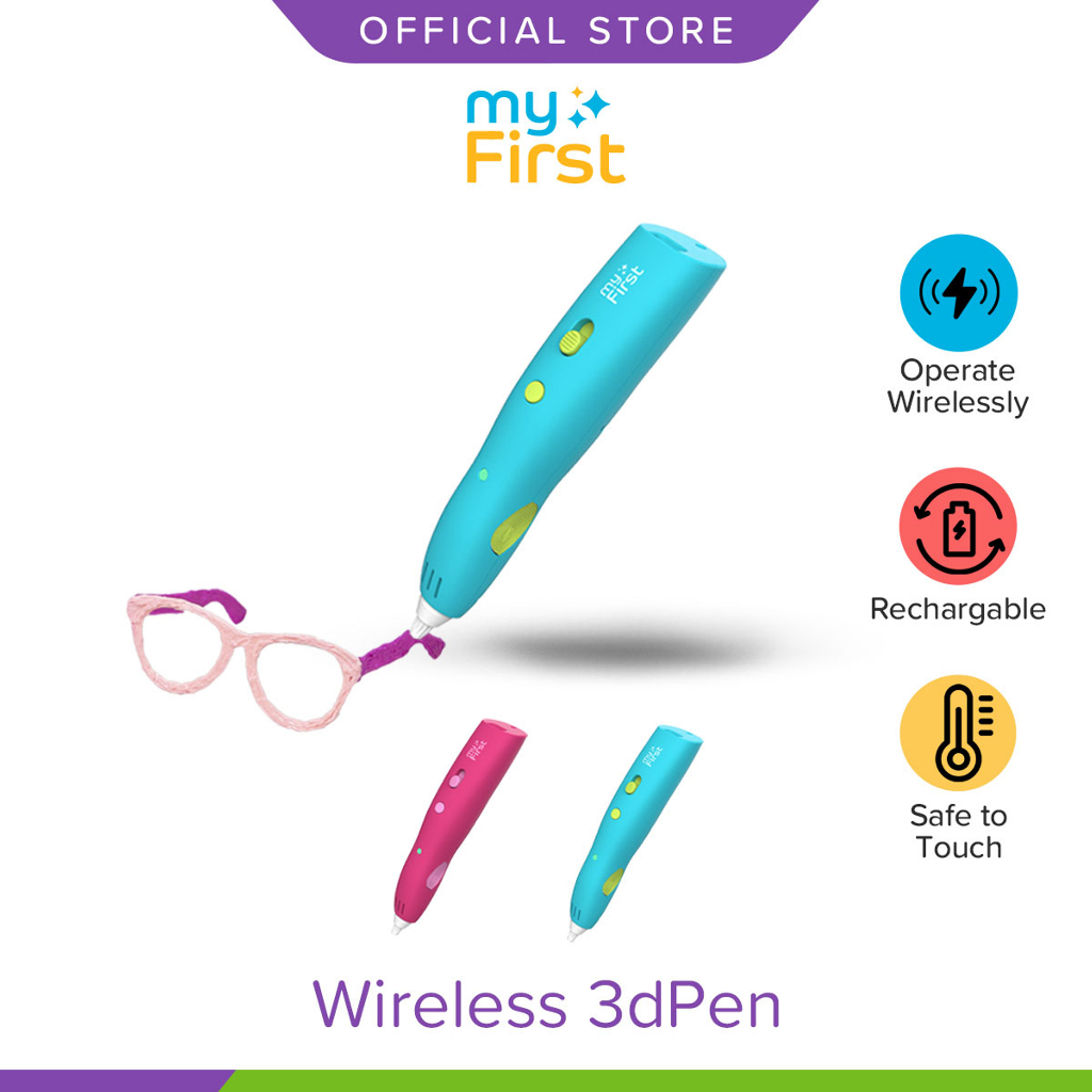 BEST GIFT - myFirst 3dPen Make - Wireless 3D Pen Starter Kit Art and Craft for Kids - Safe Material and Rechargeable
